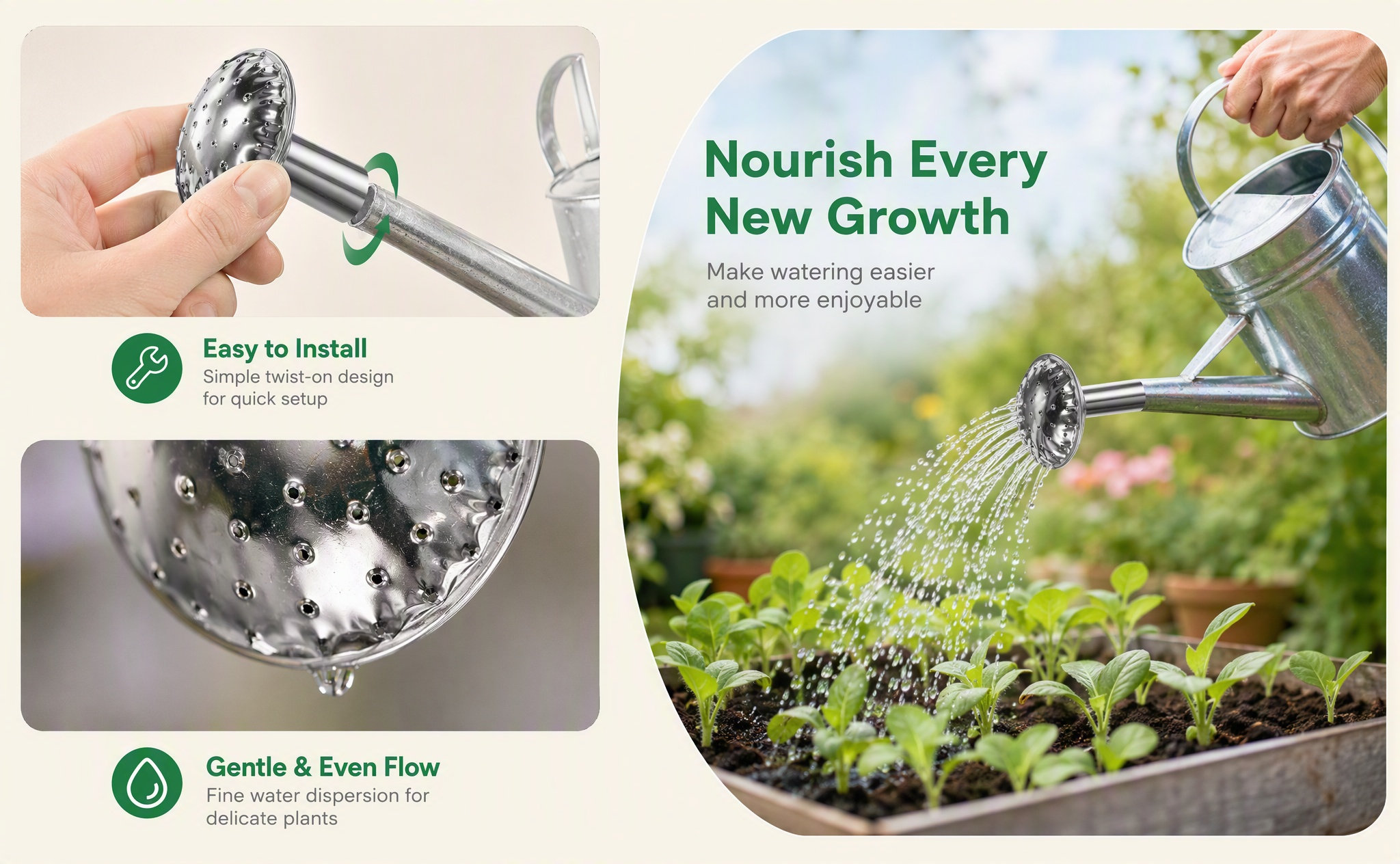 Watering Can - Paslanmaz Çelik Sulama Başlığı – Dayanıklı,